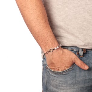 Βραχιόλι ασημένια Αλυσίδα Ορυκτές Πέτρες