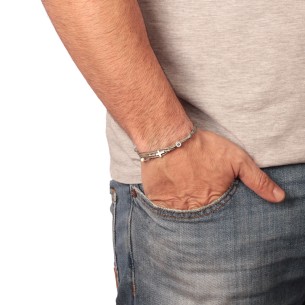 Βραχιόλι κορδόνι ασημένιος Σταυρός Μάτι