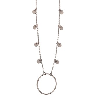 Ασημένιο επιπλατινωμένο κολιέ Κύκλος Δίσκοι