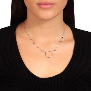 Ασημένιο επιπλατινωμένο κολιέ Κύκλος Δίσκοι