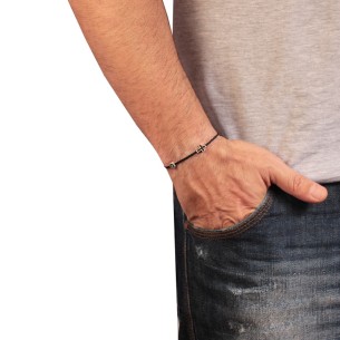 Βραχιόλι κορδόνι ασημένιος Σταυρός Μάτι