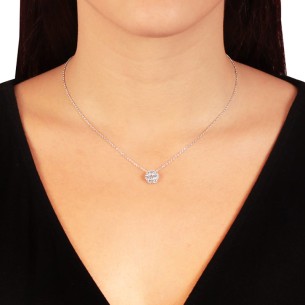 Γυναικείο λευκόχρυσο 14k κολιέ Ροζέττα