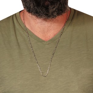 Ασημένια επιπλατινωμένη Αλυσίδα Κρίκοι