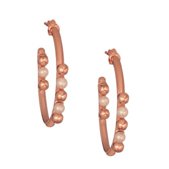 Ασημένια ρόζ σκουλαρίκια Κρίκοι Μαργαριτάρια