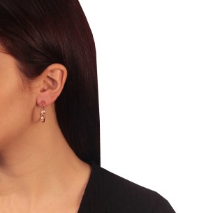 Ασημένια ρόζ σκουλαρίκια Κρίκοι Μαργαριτάρια