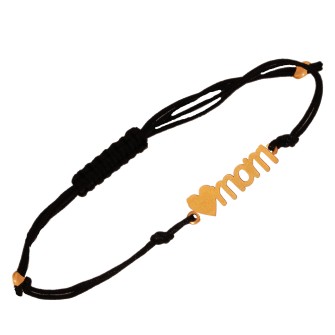 Βραχιόλι κορδόνι ασημένιο επίχρυσο Μαμά