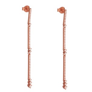 Ασημένια ρόζ επιχρυσωμένα σκουλαρίκια Ριβιέρες