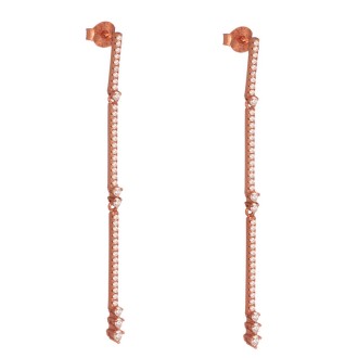 Ασημένια ρόζ επιχρυσωμένα σκουλαρίκια Ριβιέρες