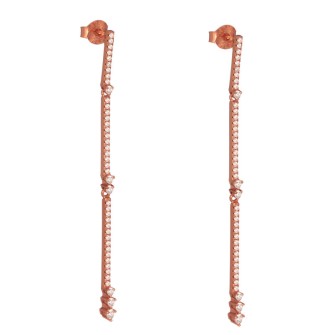 Ασημένια ρόζ επιχρυσωμένα σκουλαρίκια Ριβιέρες