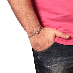 Βραχιόλι κορδόνι ασημένιο Παραλληλόγραμμο