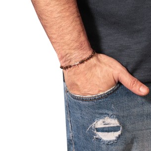 Βραχιόλι κορδόνι ασημένιος Σταυρός Πέτρες