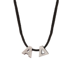 Κολιέ κορδόνι ασημένια Μονογράμματα Ελληνικά