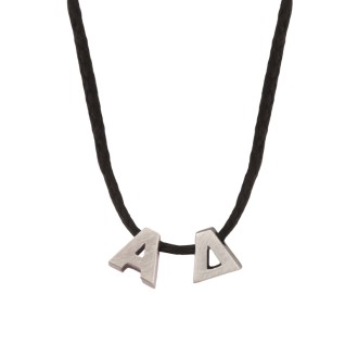 Κολιέ κορδόνι ασημένια Μονογράμματα Ελληνικά