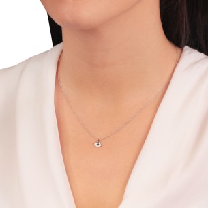 Ασημένιο επιπλατινωμένο κολιέ Μάτι