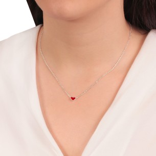 Ασημένιο επιπλατινωμένο κολιέ Καρδιά