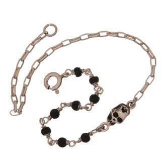 Βραχιόλι ασημένια Αλυσίδα Λάβα Νεκροκεφαλή