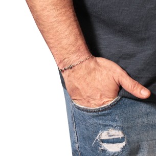 Βραχιόλι ασημένια Αλυσίδα Λάβα Νεκροκεφαλή