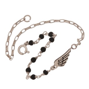 Βραχιόλι ασημένια Αλυσίδα Λάβα Φτερό