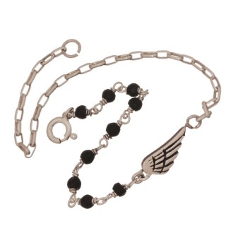 Βραχιόλι ασημένια Αλυσίδα Λάβα Φτερό