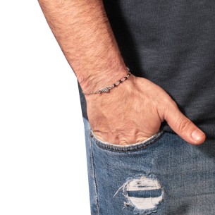 Βραχιόλι ασημένια Αλυσίδα Λάβα Φτερό