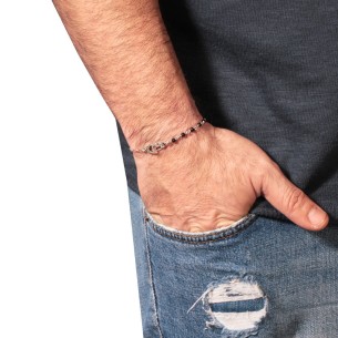 Βραχιόλι ασημένια Αλυσίδα Λάβα Χειροπέδες