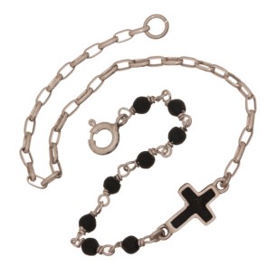 Βραχιόλι ασημένια Αλυσίδα Λάβα Σταυρός