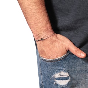 Βραχιόλι ασημένια Αλυσίδα Λάβα Σταυρός