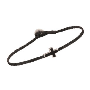 Ανδρικό βραχιόλι κορδόνι ασημένιος Σταυρός
