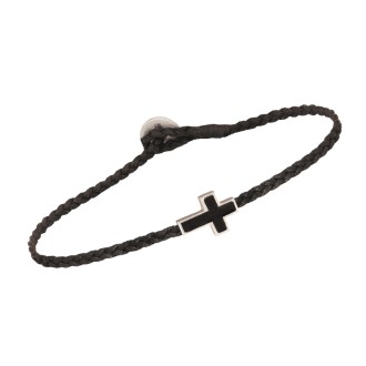 Ανδρικό βραχιόλι κορδόνι ασημένιος Σταυρός