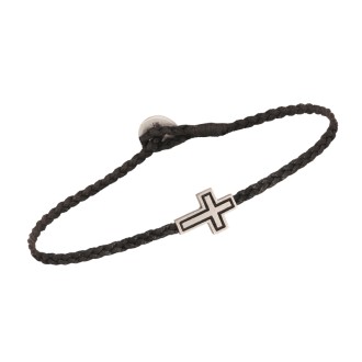 Ανδρικό βραχιόλι κορδόνι ασημένιος Σταυρός