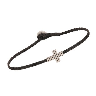 Ανδρικό βραχιόλι κορδόνι ασημένιος Σταυρός