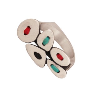 Ασημένιο επιπλατινωμένο δαχτυλίδι Σχήματα