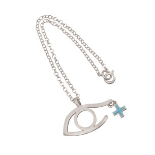 Ασημένιο Γούρι Αυτοκινήτου Σταυρός Μάτι