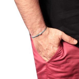 Βραχιόλι κορδόνι ασημένιο Μάτι