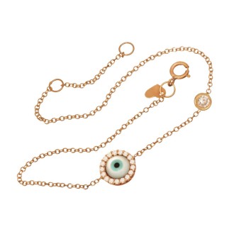 Χρυσό 9k βραχιόλι Μάτι Μονόπετρο