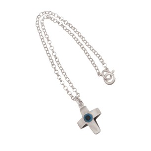 Ασημένιο Γούρι Αυτοκινήτου Σταυρός Τιρκουάζ