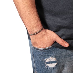 Βραχιόλι κορδόνι ασημένιοι Κύκλοι