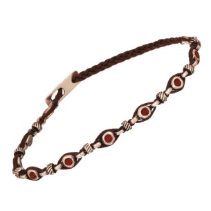 Βραχιόλι κορδόνι ασημένιοι Κύκλοι