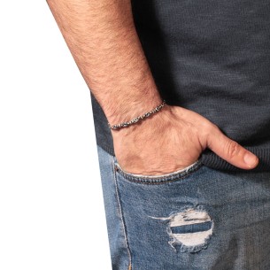 Βραχιόλι κορδόνι ασημένιοι Κύκλοι