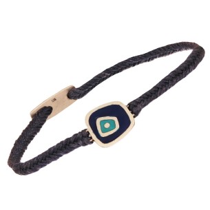 Βραχιόλι κορδόνι ασημένιο Μάτι