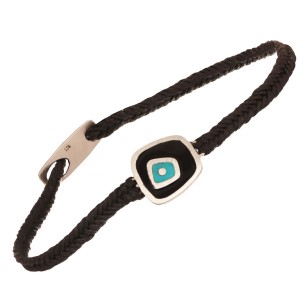 Βραχιόλι κορδόνι ασημένιο Μάτι