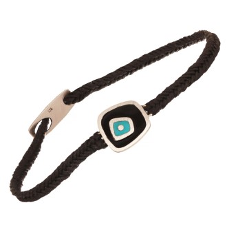 Βραχιόλι κορδόνι ασημένιο Μάτι