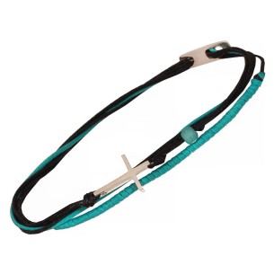 Βραχιόλι κορδόνια ασημένιος Σταυρός