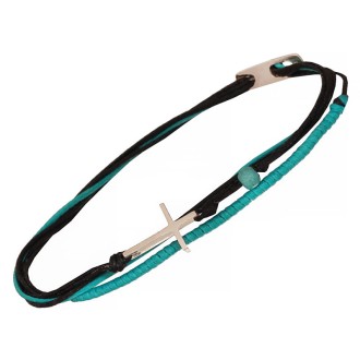 Βραχιόλι κορδόνια ασημένιος Σταυρός