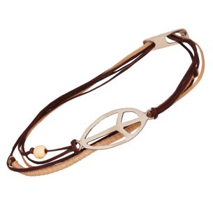 Βραχιόλι κηροκλωστές ασημένιο Σήμα Ειρήνης