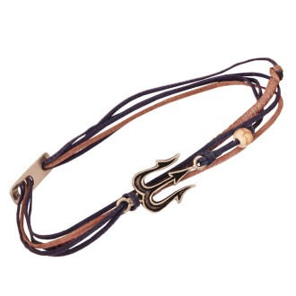 Βραχιόλι κορδόνια ασημένια Τρίαινα