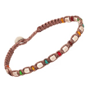 Βραχιόλι κορδόνι ασημένιοι Κύβοι