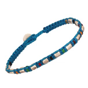 Βραχιόλι κορδόνι ασημένιοι Κύβοι