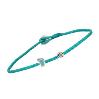 Βραχιόλι κορδόνι ασημένια παιδική Πατούσα Μάτι