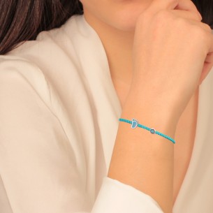 Βραχιόλι κορδόνι ασημένια παιδική Πατούσα Μάτι